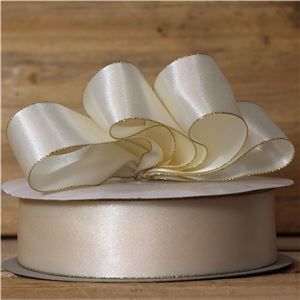 Basics 2 Go Satin Ribbon - 40mm Gold Edge Cream